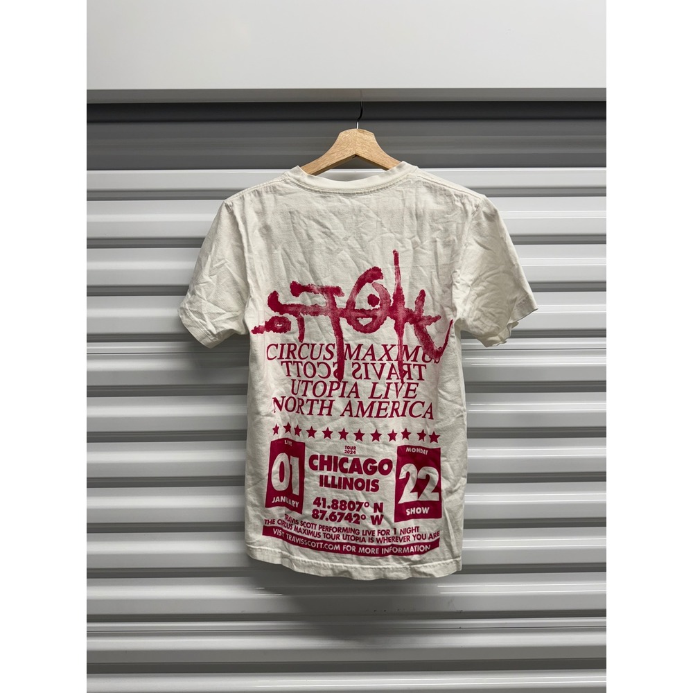 Travis Scott Circus Maximus Utopia Tour‎ T-Shirt Chicago 2024 Mens Small Cream
